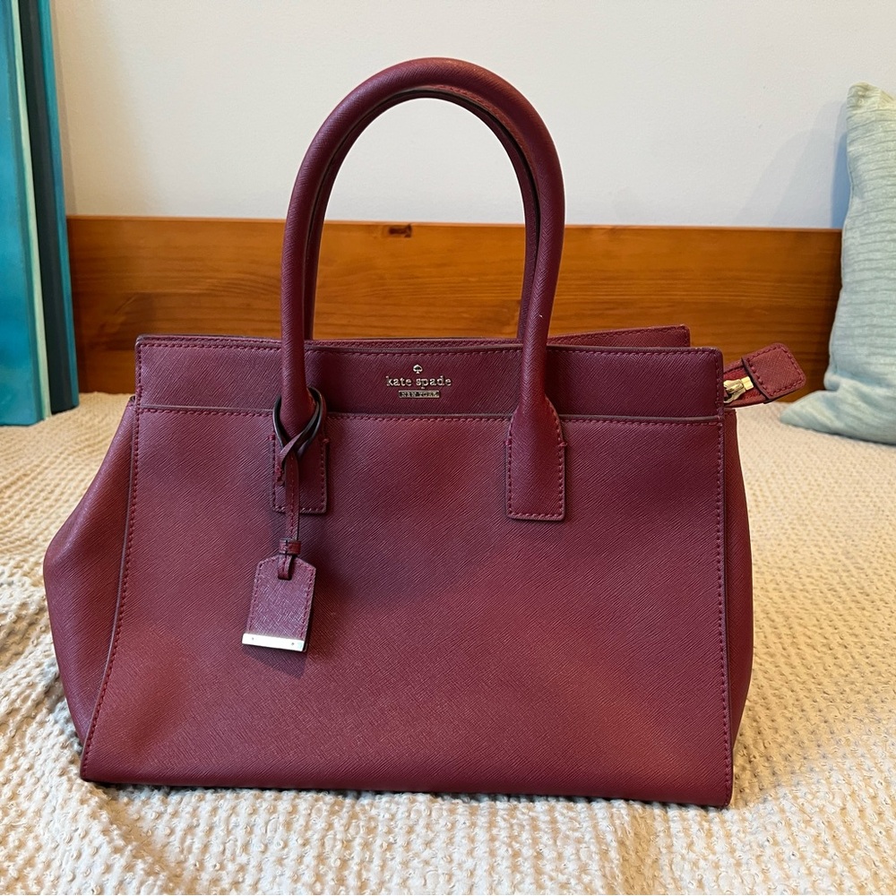 Kate Spade Burgundy Leather Tote Bag